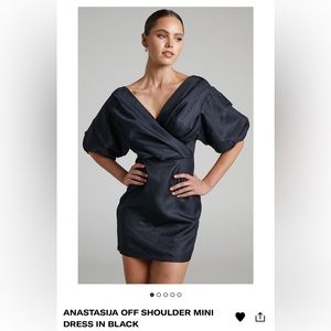 NWT Showpo off shoulder black mini dress size 10